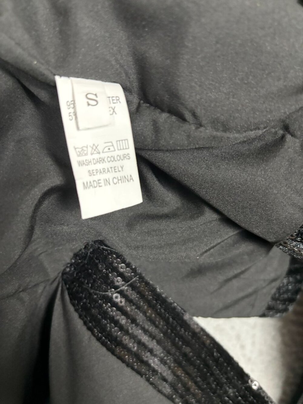Women's Black Sequin Blazer Jacket With Striped Velvet Texture Small NWOT's - Picture 6 of 8